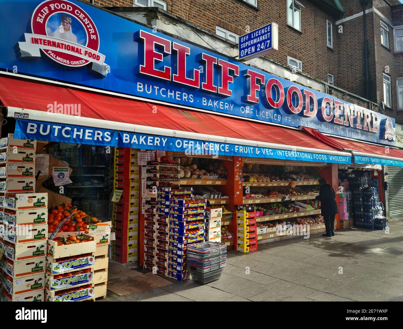 A London Turkish supermarket, grocery store. Stock Photo