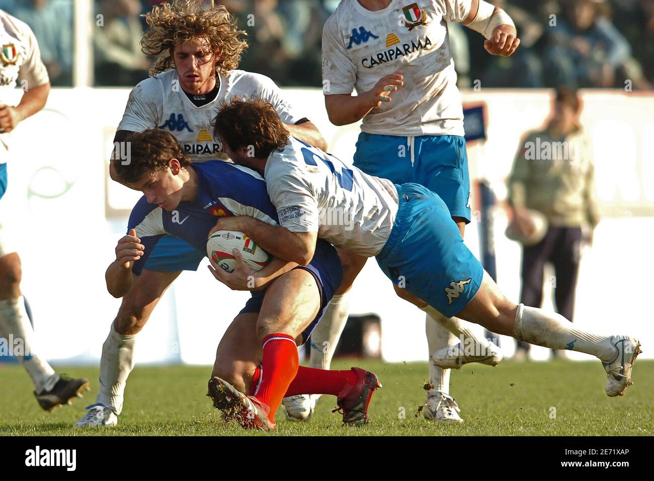 France's Yannick Jauzion during the RBS 6 Nations match, Italy vs France in Rome, Italy on February 3, 2007. France won 39-3. Photo by Nicolas Gouhier/Cameleon/ABACAPRESS.COM Stock Photo