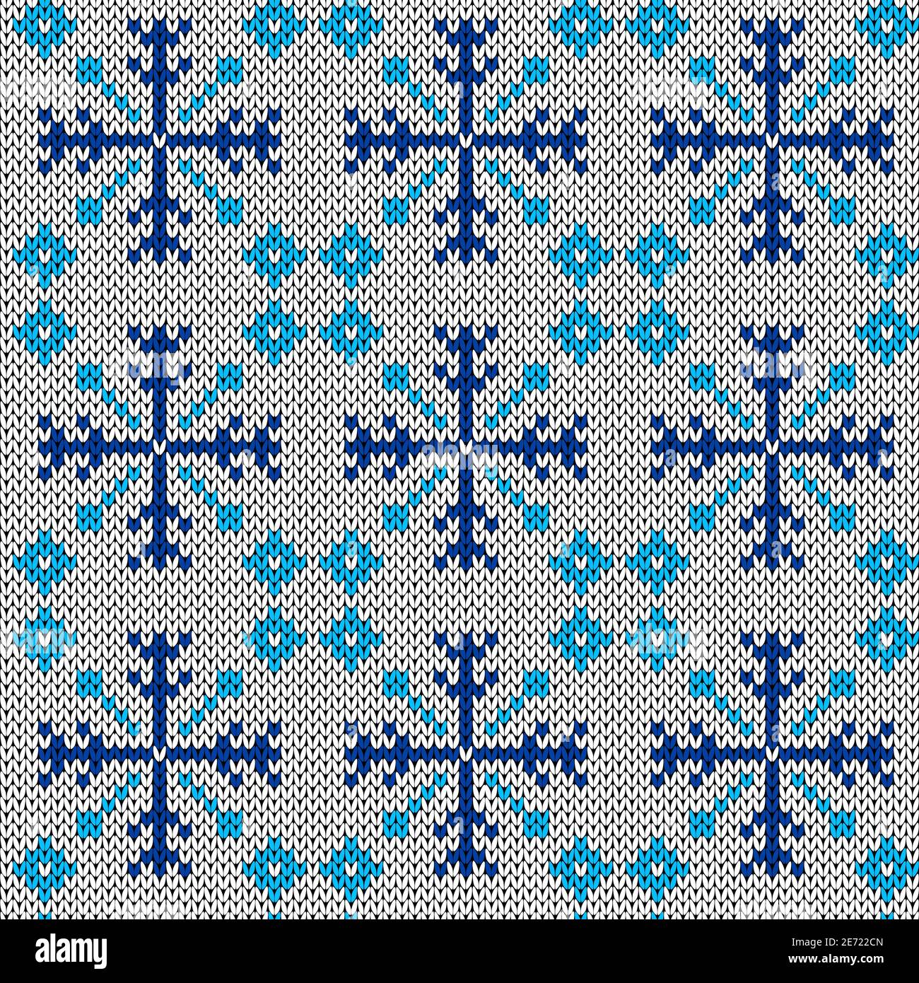 Seamless knitting ornate in blue and white colors, vector pattern as a ...