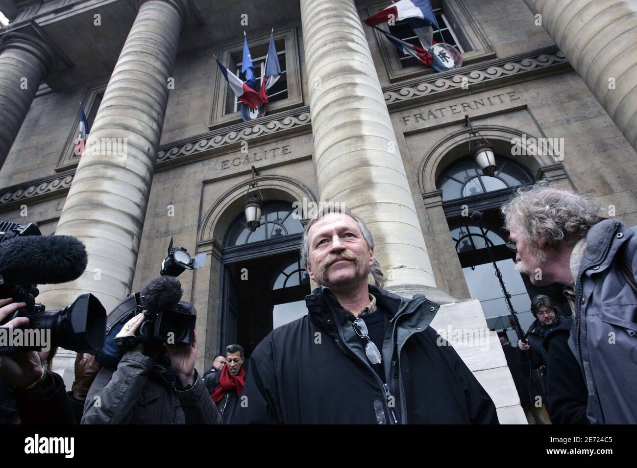 Jose Bove appears in Paris court on february 7, 2007. The appeals court upheld a verdict and four-month jail sentence for French farmer and anti-globalization activist Jose Bove for destroying a field of genetically modified corn. Bove, who wants to run in France's presidential elections this year, was sentenced in 2005 for destroying a field of corn planted by U.S. seed company Pioneer Hi-Bred. Photo by Thibault Camus/ABACAPRESS.COM Stock Photo