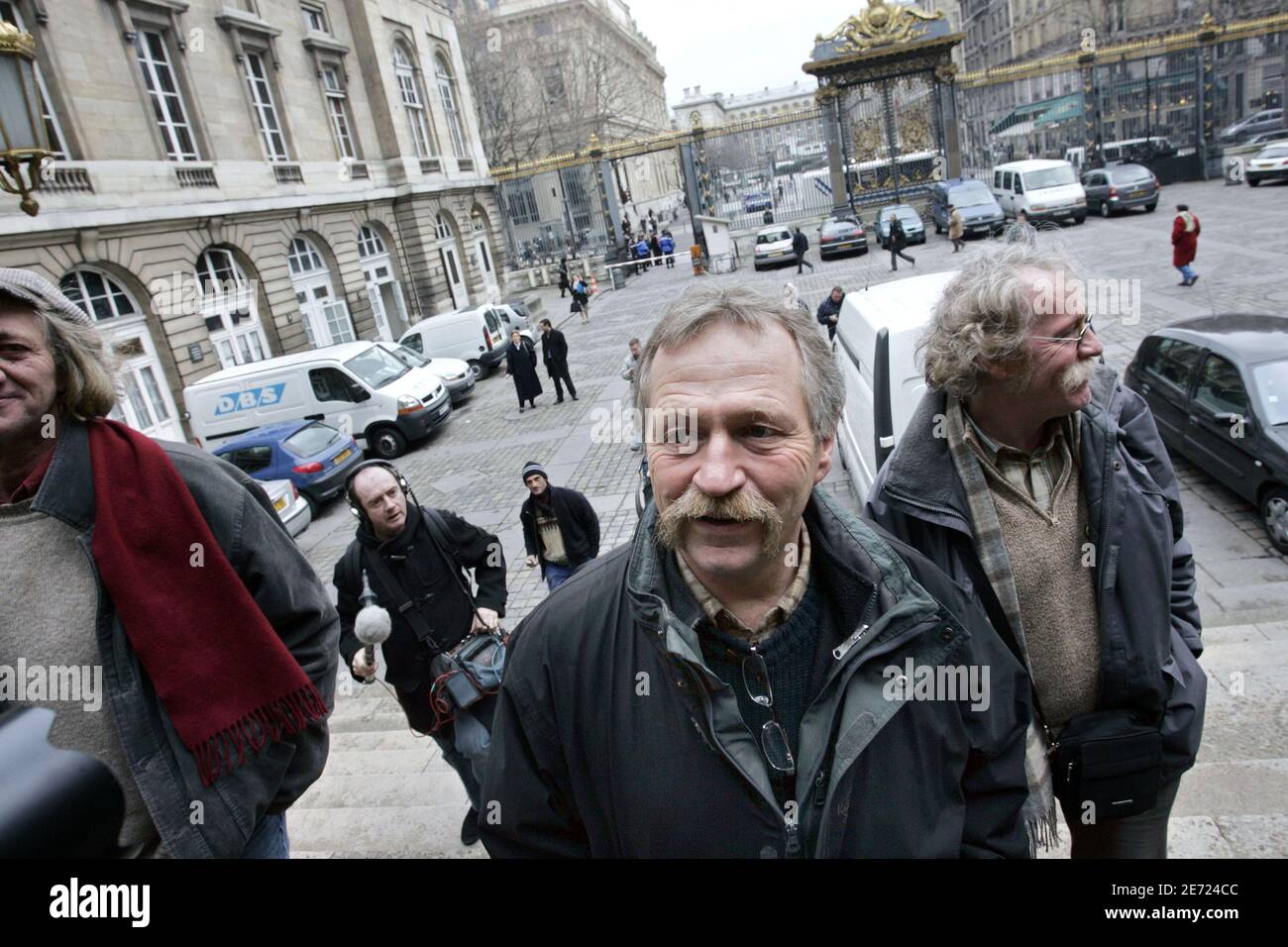 Jose Bove appears in Paris court on february 7, 2007. The appeals court upheld a verdict and four-month jail sentence for French farmer and anti-globalization activist Jose Bove for destroying a field of genetically modified corn. Bove, who wants to run in France's presidential elections this year, was sentenced in 2005 for destroying a field of corn planted by U.S. seed company Pioneer Hi-Bred. Photo by Thibault Camus/ABACAPRESS.COM Stock Photo