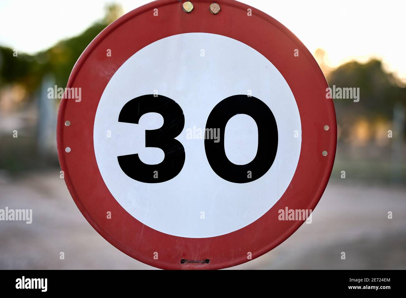 detail of a traffic sign forbidden to drive over 30 mph km/h Stock ...