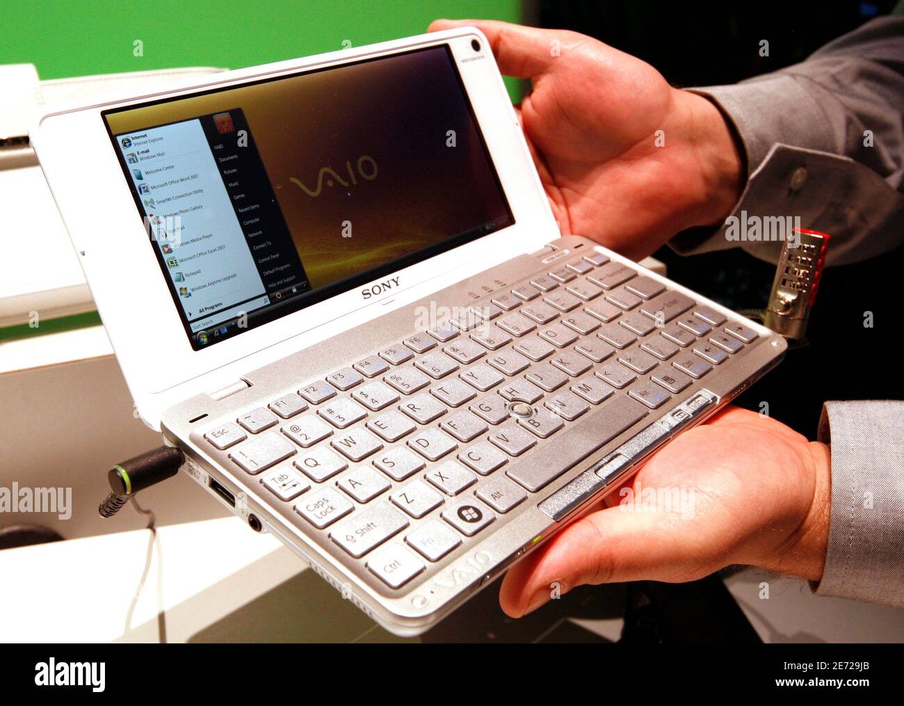 The Sony VAIO P Series Lifestyle PC screen is shown at the annual Consumer  Electronics Show (CES) in Las Vegas, Nevada January 9, 2009. Sony says it  is the world's lightest 8"