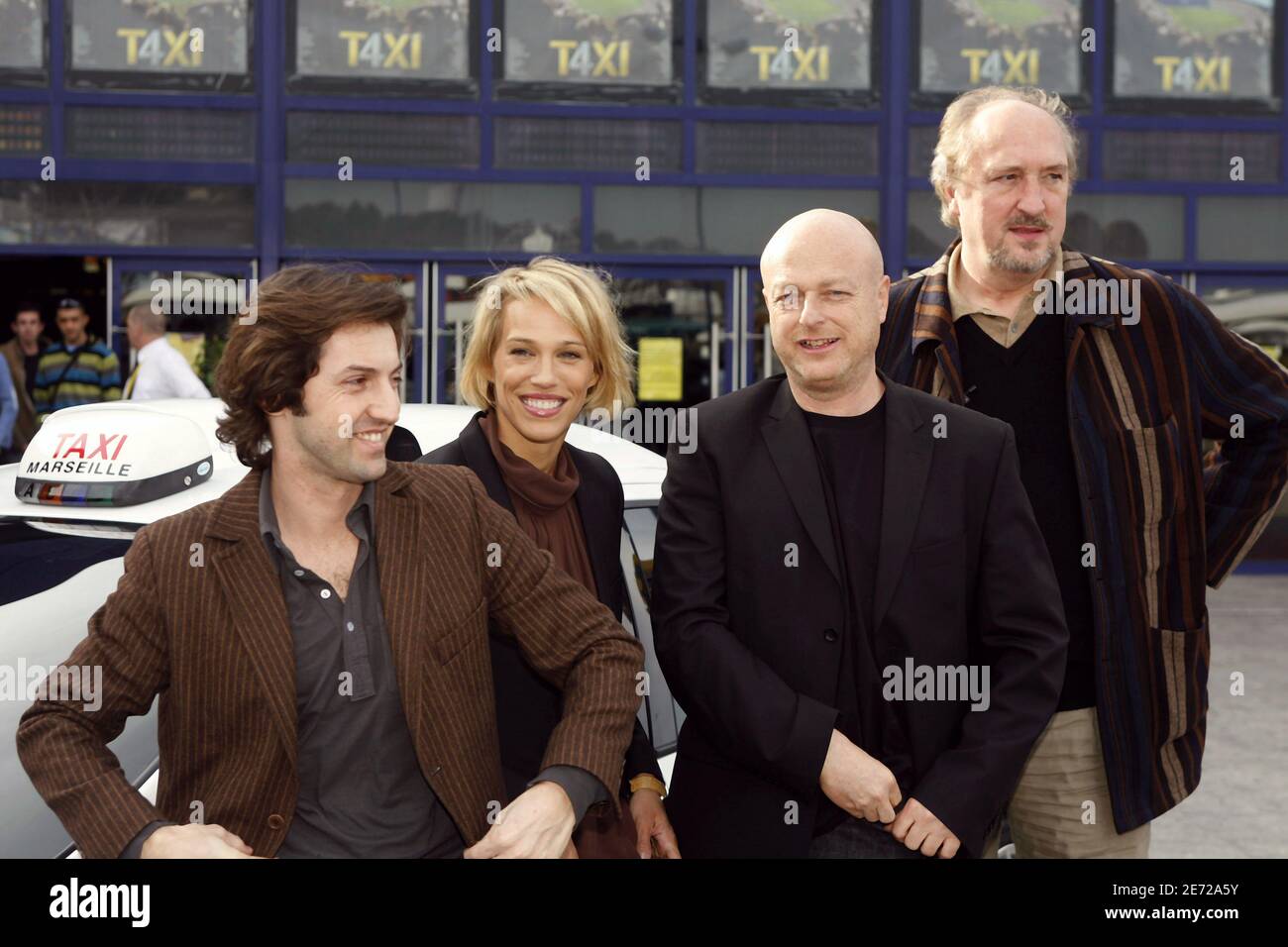 (L-R): Frederic Diefenthal, Emma Sjoberg-Wyklundl, Gerard Krawczyk and Bernard Farcy pose before the projection of the new opus of Gerard Krawczyk 'Taxi 4' in Plan de Campagne, near Marseille south of France, on February 9, 2007. Photo by Pascal Parrot/ABACAPRESS.COM Stock Photo