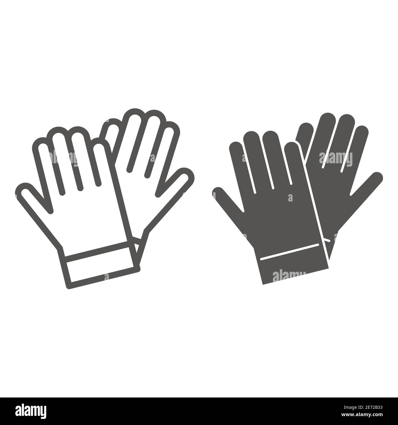 Gardener gloves line and solid icon, Garden and gardening concept, rubber glove sign on white background, protection gloves icon in outline style for Stock Vector
