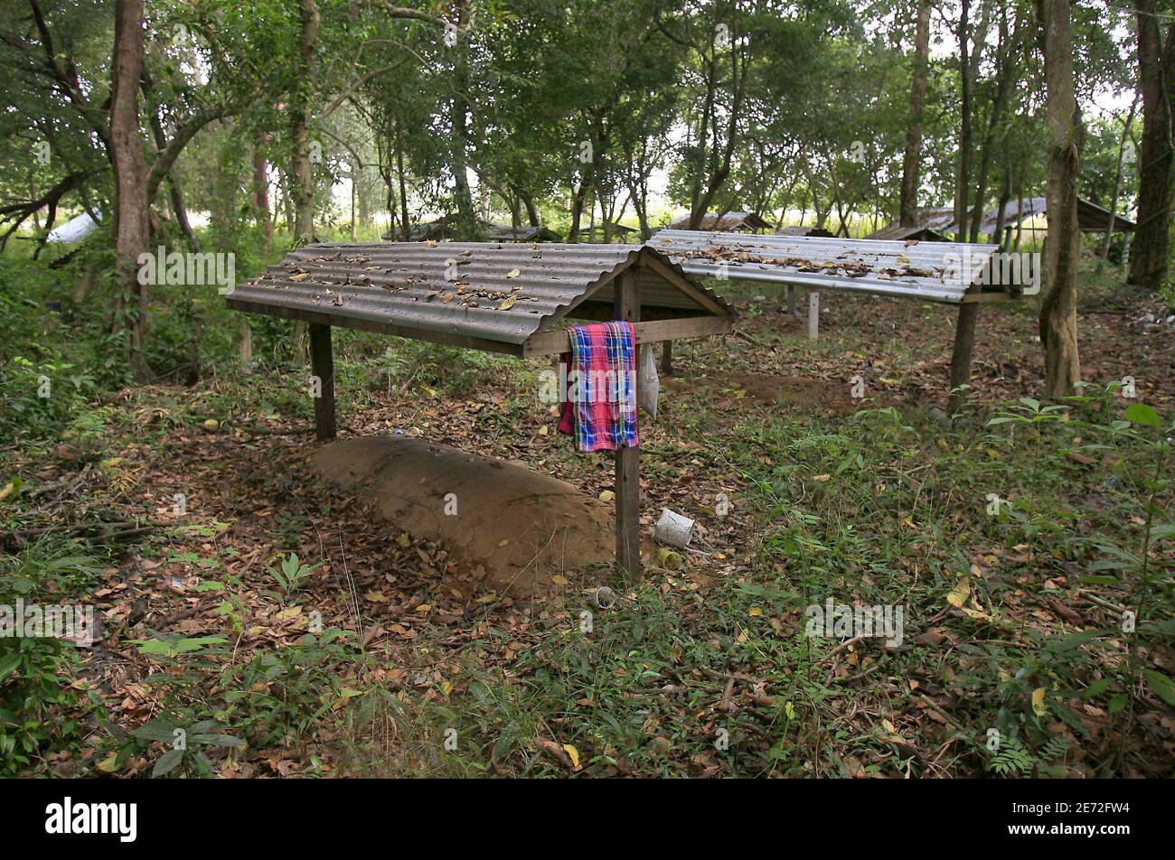 Grave of unidentified asian victims of the Tsunami, Thailand, in January 2007. Two years since the Indian Ocean tsunami killed over 300,000 people, life and tourism restart gradually. Photo by Patrick Durand/ABACAPRESS.COM Stock Photo