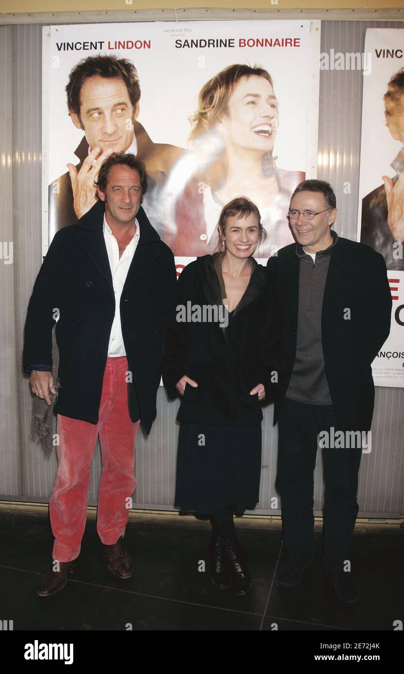 Pierre Jolivet Compagnon De Sandrine Bonnaire Vincent Lindon, Sandrine Bonnaire and Pierre Jolivet attend the premiere of  the film 'Je crois que je l'aime' written and directed by Pierre Jolivet,  held at 'Le Cinema Des Cineastes' in Paris,