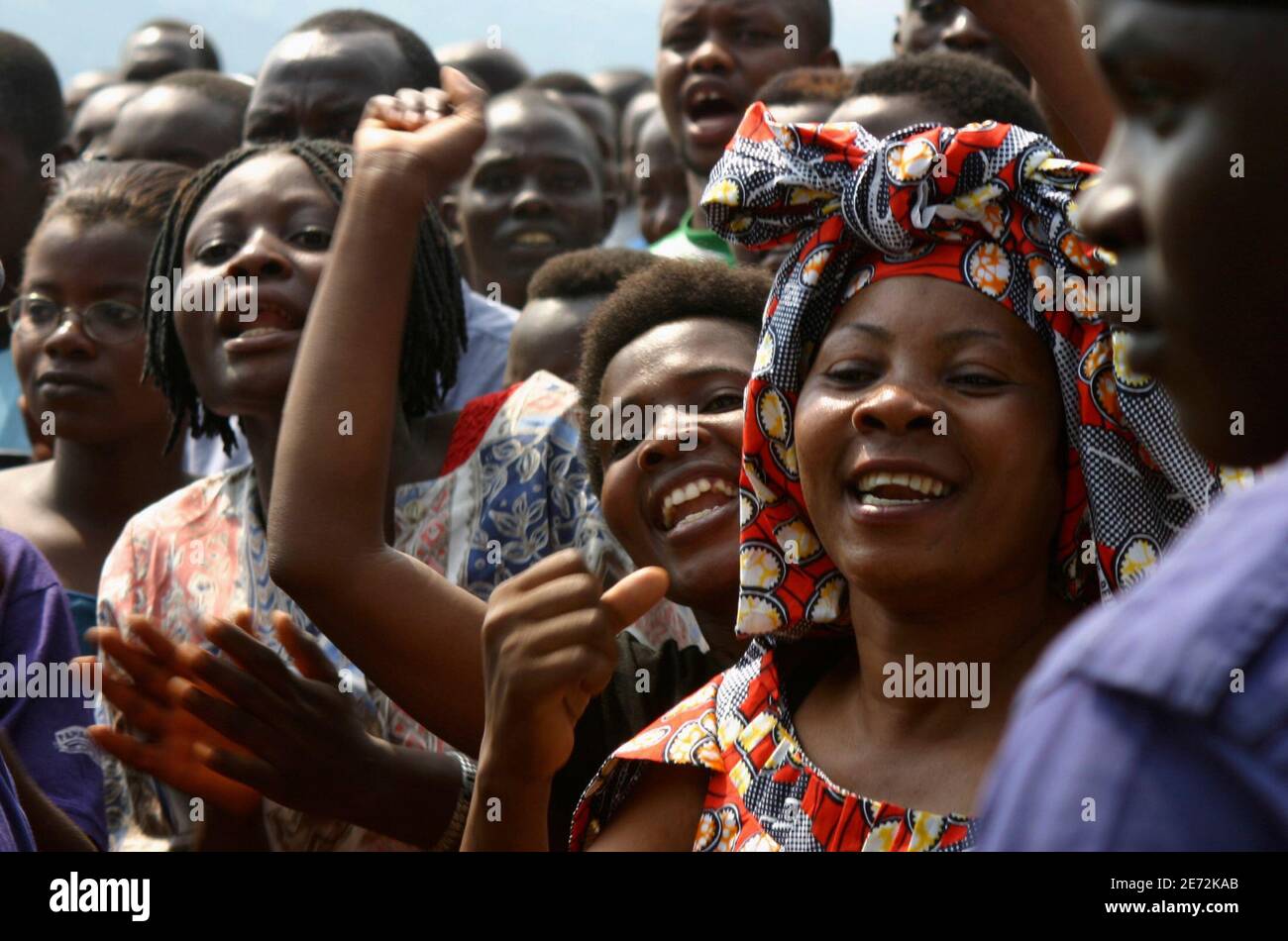 Supporters of former Burundi President Domitien Ndayizeye celebrate in the  capital Bujumbura January 16, 2007. Ndayizeye walked free from jail on  Tuesday to the glee of his supporters after he and four
