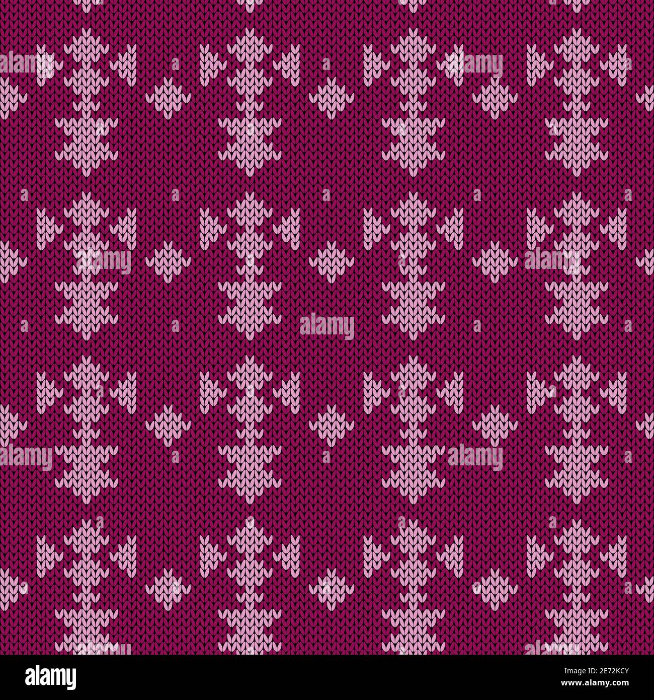 Knitting seamless vector pattern as a fabric texture in magenta and ...