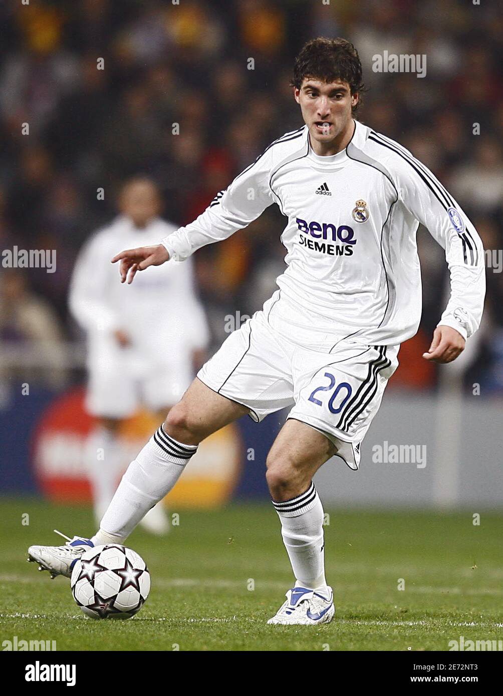 Real Madrid's Gonzalo Higuain in action during the Champions League first  knockout round, first leg soccer match, Real Madrid vs Bayern Munich in  Madrid. Real Madrid won 3-2. Photo by Christian Liewig/ABACAPRESS.COM
