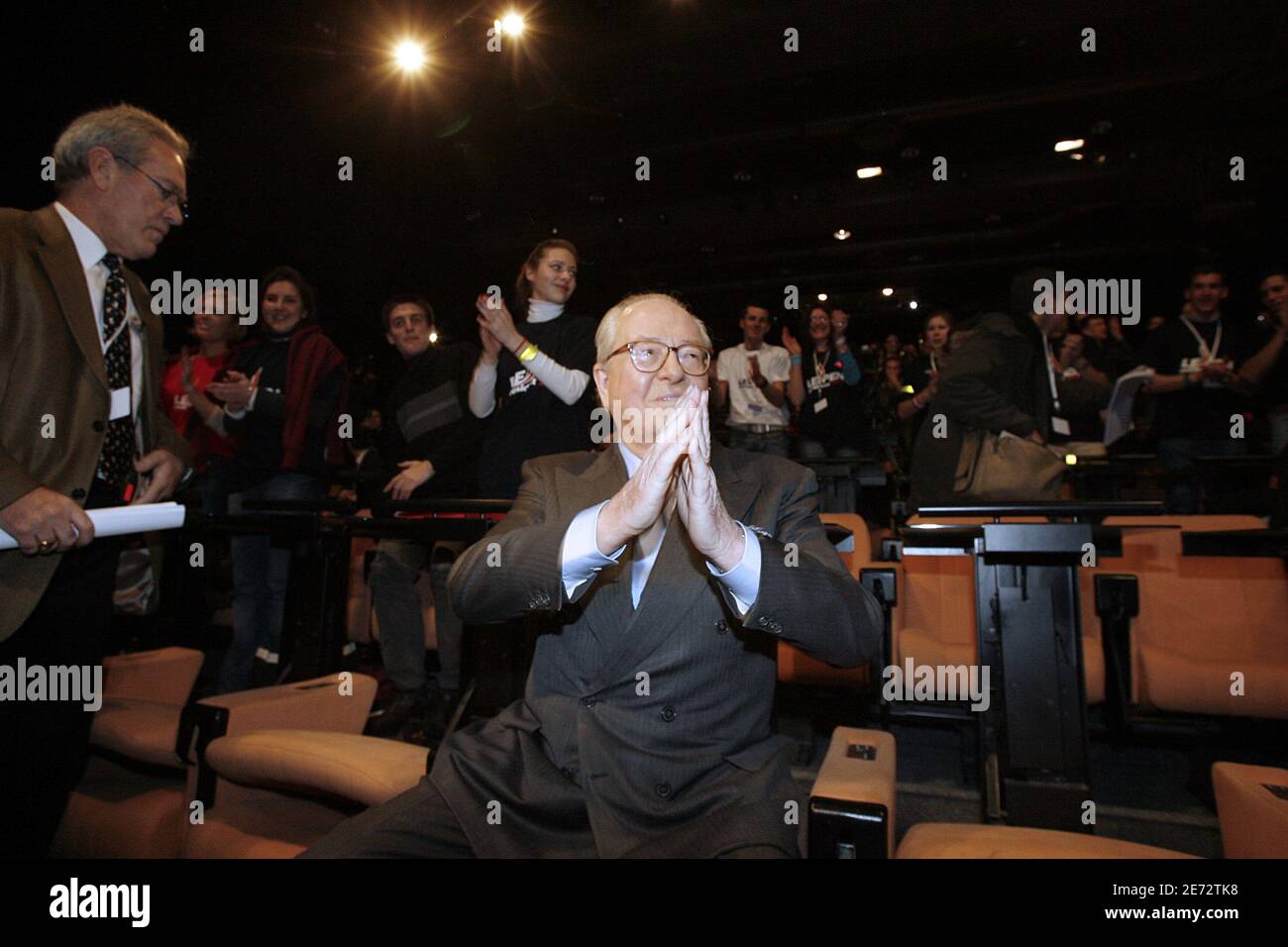 Jean-Marie Le Pen during a meeting of French National Front in Lille, France on February 23, 2007. Photo Bernard Bisson/ABACAPRESS.COM Stock Photo