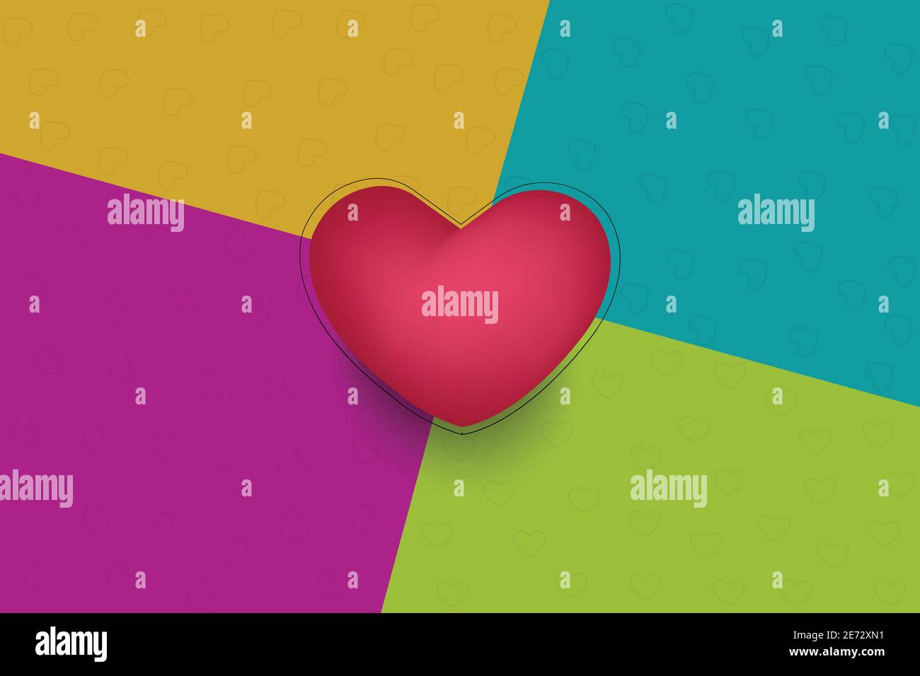 Valentines Day background with heart shaped balloons in the center ...