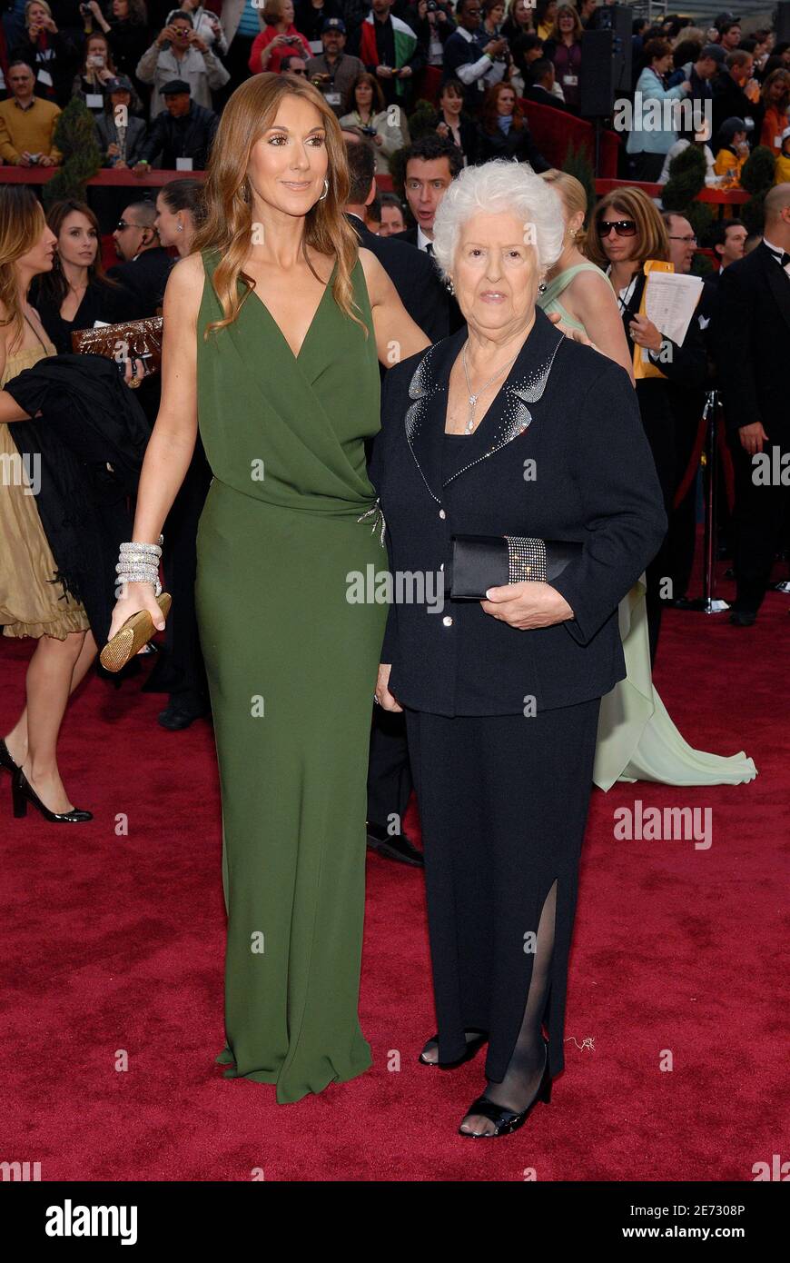 Celine Dion and her mother Therese Dion arriving at the 79th Academy
