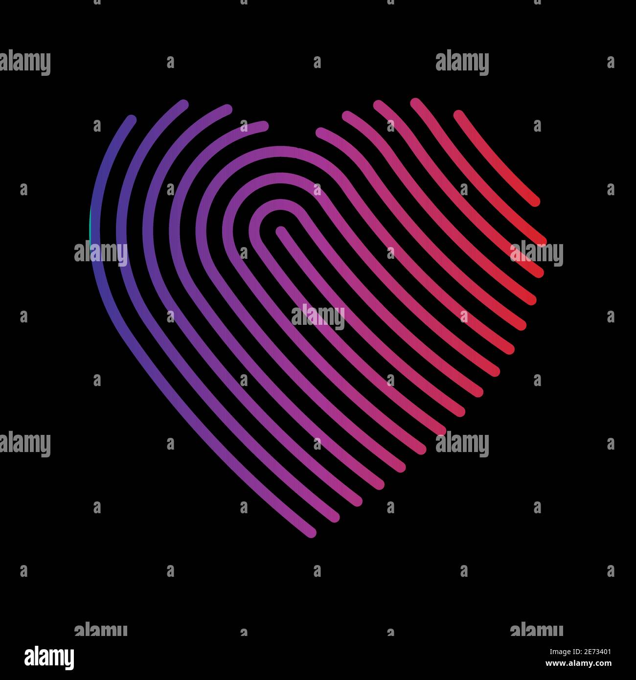 Fingerprint designed heart icon. Heart of thin lines. Symbol of love, security or marriage. Simple flat vector sign Stock Vector
