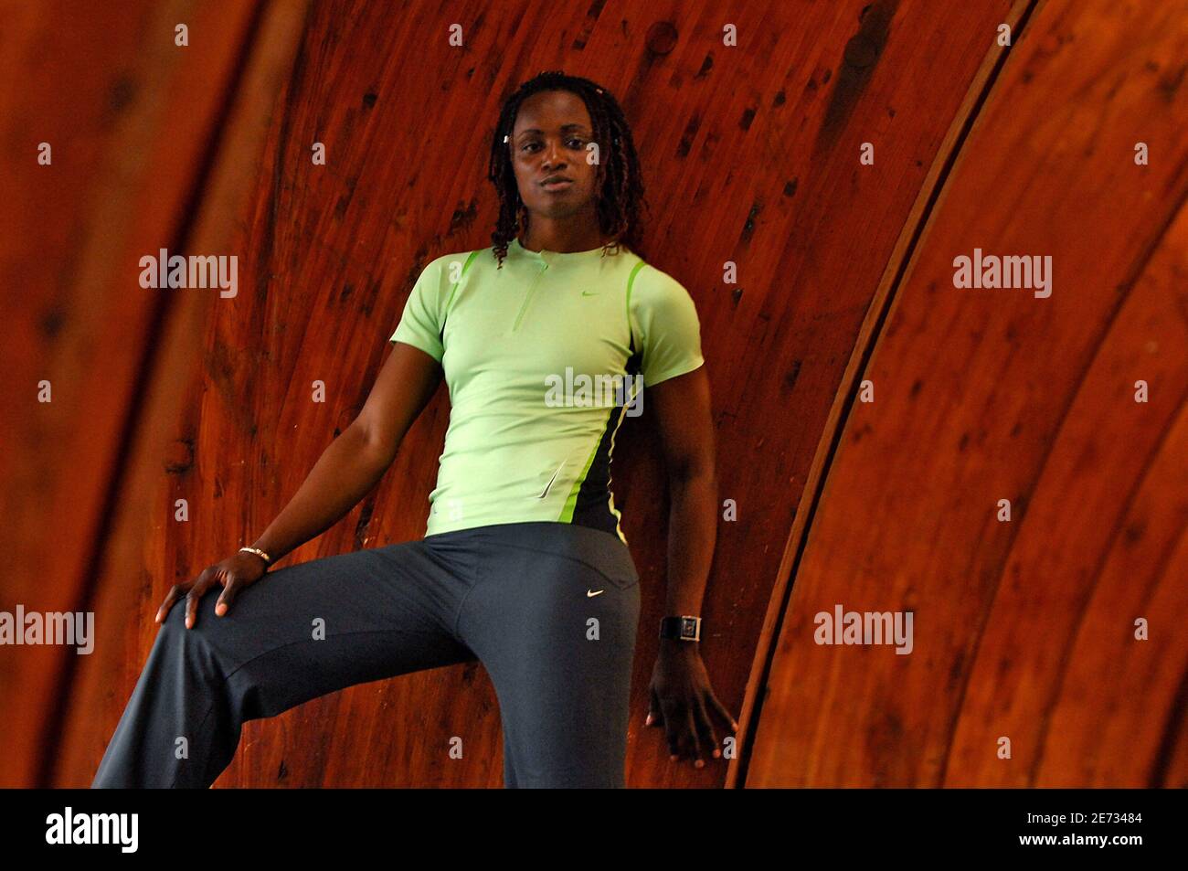 French athlete Eunice Barber poses for our photographer at the French