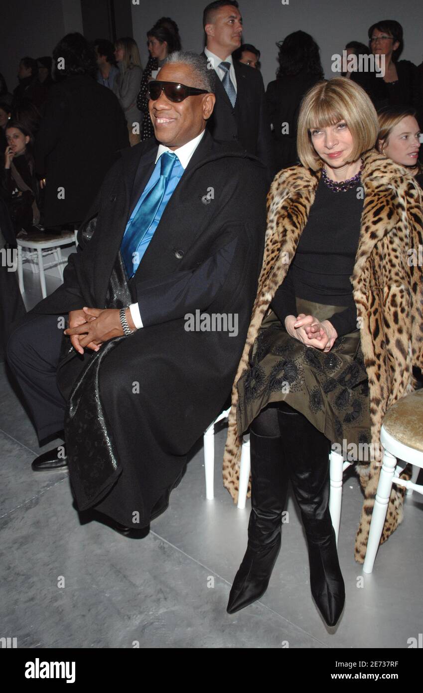 Andre Leon Talley and Anna Wintour attend the Yves Saint-Laurent Fall-Winter  2007-2008 Ready-to-Wear sit frontrow for the Yves Saint-Laurent Fall-Winter  2007-2008 Ready-to-Wear collection show held at the Centre Pompidou (a.k.a.  Beaubourg) in