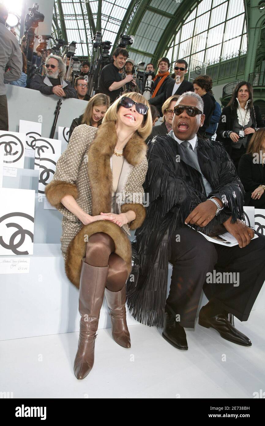 Anna Wintour and Andre Leon Talley sit frontrow at the Chanel Fall-Winter  2007-2008 Ready