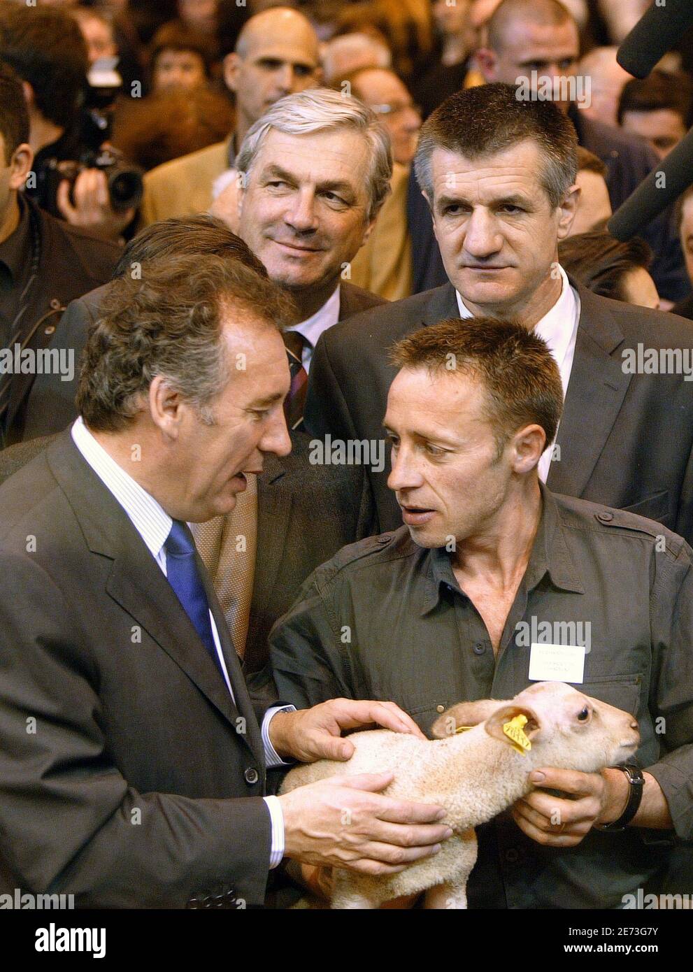 France's UDF political party presidential candidate Francois Bayrou and Jean  Lassalle visit the Agriculture Fair in Paris, France on March 6, 2007.  French farmers will present livestock and agricultural products at the