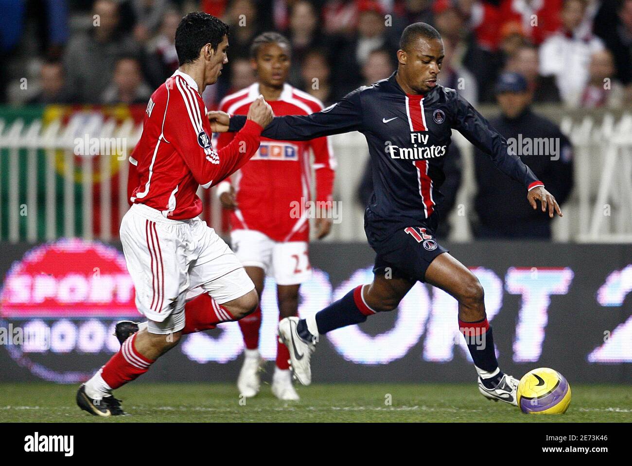 Psg's Bonaventure Kalou during the UEFA Cup second knockout round first leg game soccer match PSG vs Benfica, at the Parc des Princes stadium in Paris, France, on March 8, 2007. PSG won 2-1. Photo by Christian Liewig/ABACAPRESS.COM Stock Photo