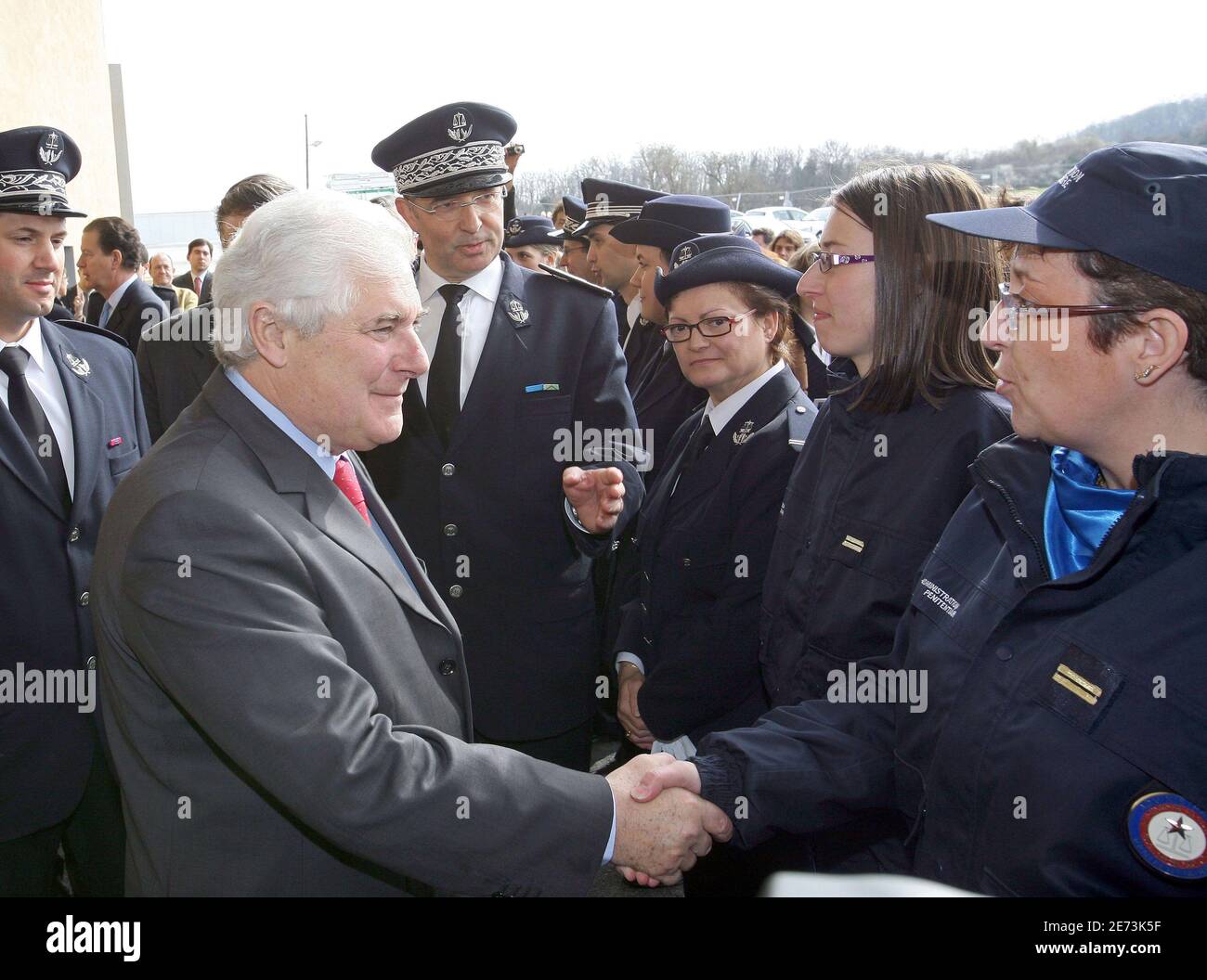 French Justice Minister Pascal Clement (l) inaugurate the first jail ...