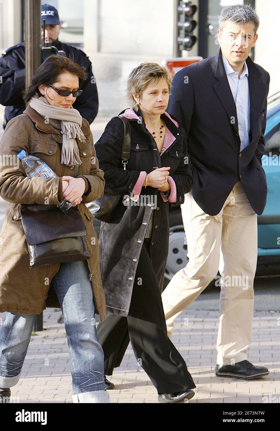 EXCLUSIVE. Nurse Chantal Chanel arrives with her husband at Perigueux  court, South west of France on March 13, 2007. Chantal Chanel and Doctor  Laurence Tramois are accused of euthanesia, done on a