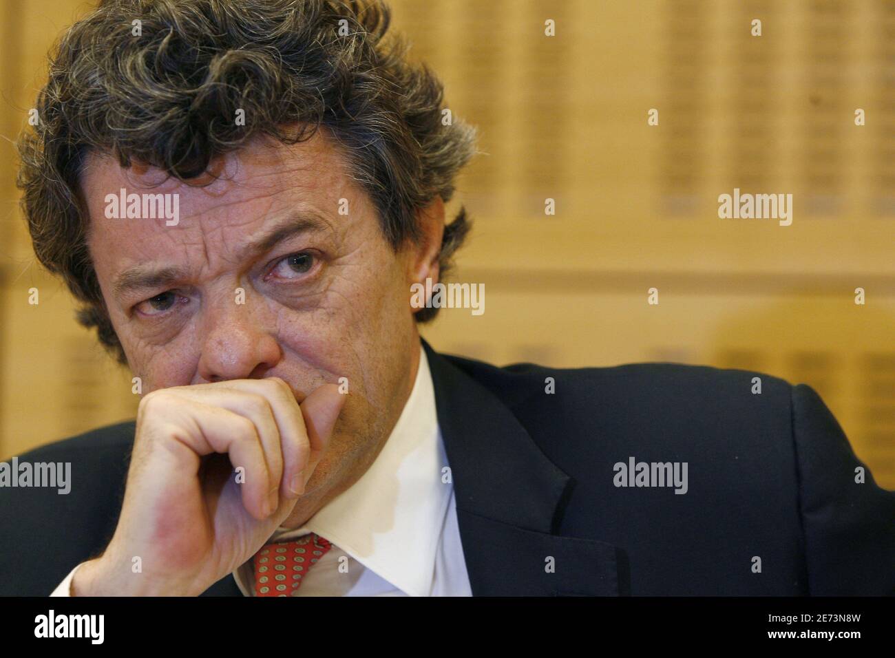 French Employment minister Jean-Louis Borloo presents his book 'L'architecte et l'horloger' at the National Assembly in Paris, France, on March 13, 2007. Photo by Bernard Bisson/ABACAPRESS.COM Stock Photo