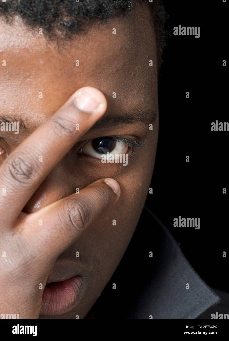 Man scared hands face hi-res stock photography and images - Alamy