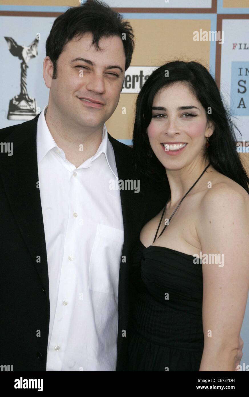 Comedian Sarah Silverman and her boyfriend comedian Jimmy Kimmel arrive at the Independent Spirit Awards in Santa Monica, California, March 4, 2006. Silverman is a Master of Ceremonies for the show. Stock Photo