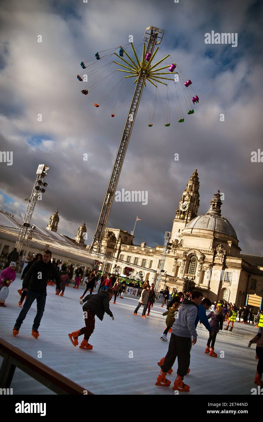 The Cardiff Winter Wonderland is located outside the City Hall in the
