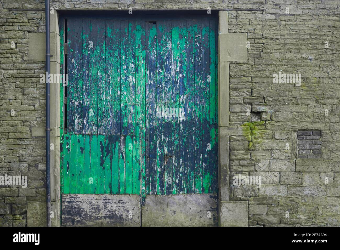 Old green barn door taken in Ashworth Valley Stock Photo