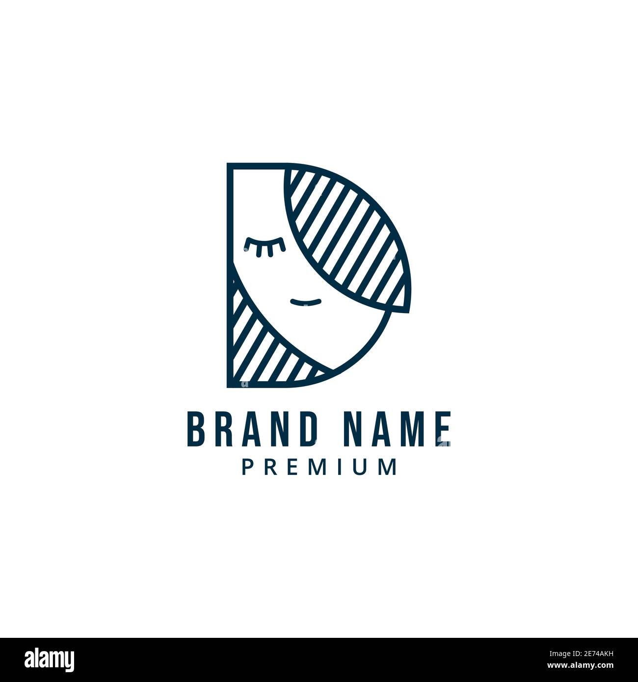 LETTER D GIRL BEAUTIFUL WOMEN INITIAL LOGO VECTOR TEMPLATE SUITABLE FOR