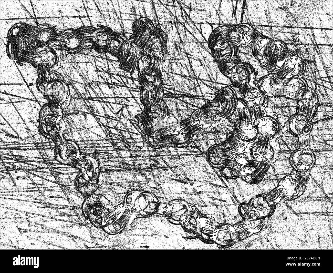 Surfaces with a twisted chain. Black and gray distress overlay ...