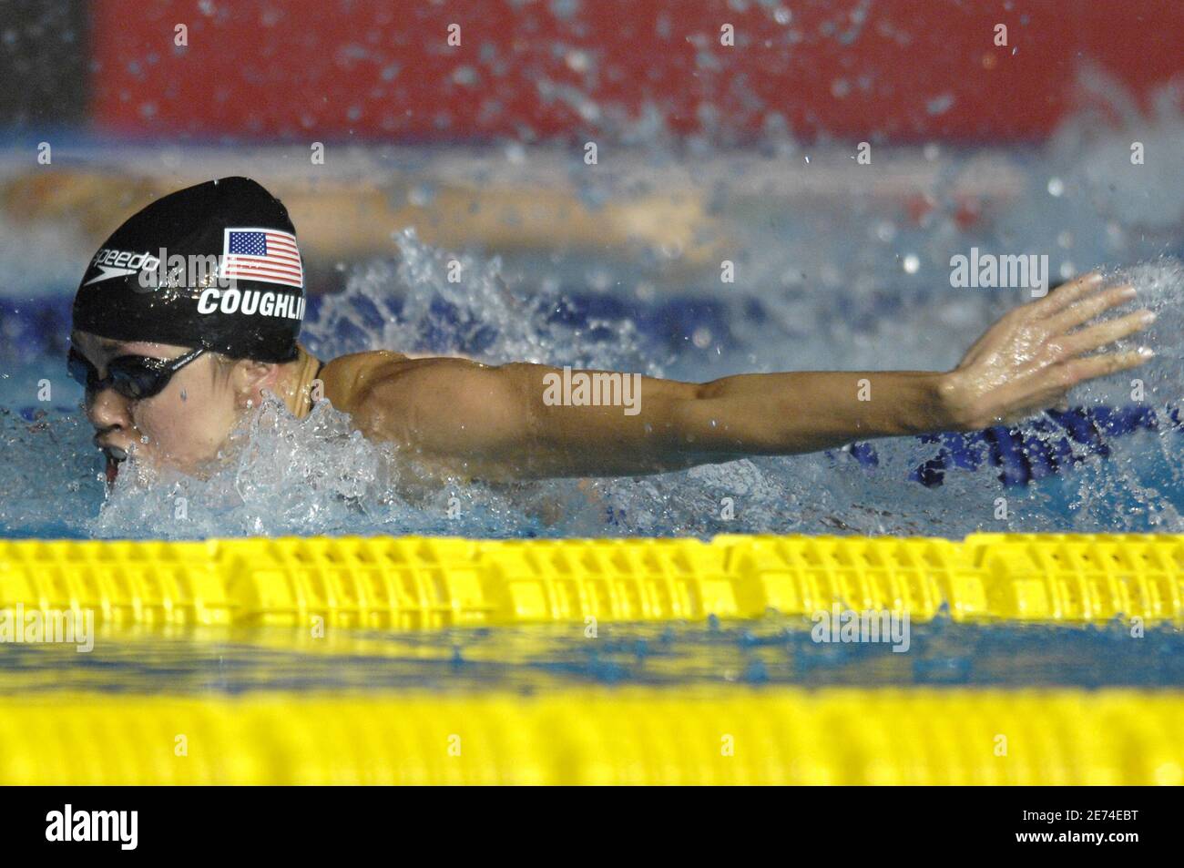 USA's Natalie Coughlin wins the bronze medal on women's 100 meters butterfly final during the 12th FINA World Championships, at the Rod Laver Arena in Melbourne, Australia on March 26, 2007. Photo by Nicolas Gouhier/Cameleon/ABACAPRESS.COM Stock Photo