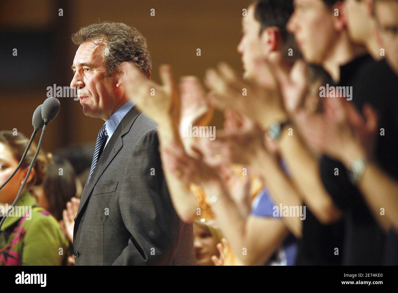 Francois Bayrou, UDF candidate for presidential elections campaigns in Nimes, south of France on March 28, 2007. Photo by Pascal Parrot/ABACAPRESS.COM Stock Photo