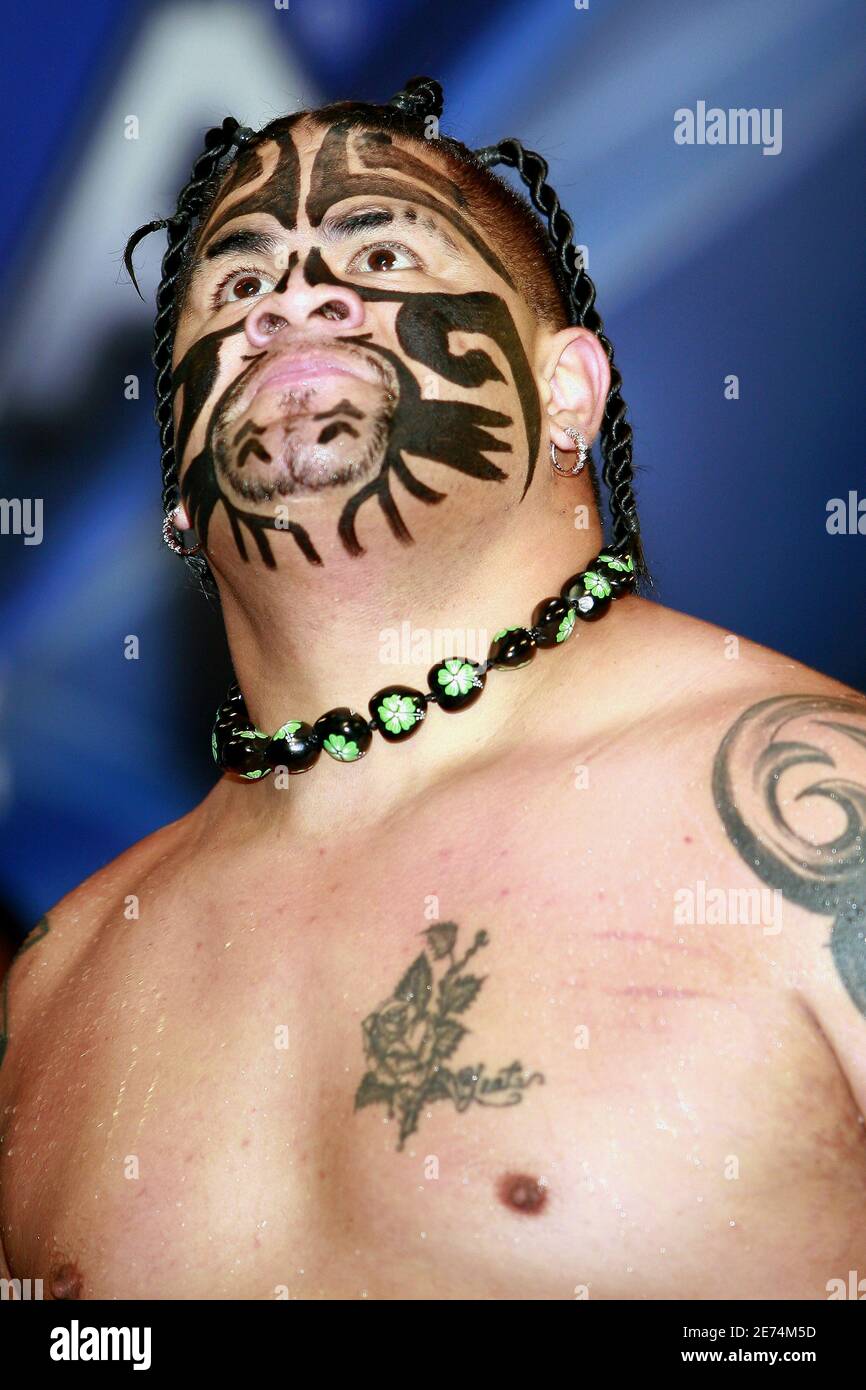 Wrestler Umaga attends the press conference held by Battle of the Billionaires to announce details of Wrestlemania 23 at Trump Tower on March 28, 2007 in New York City. If Donald Trump's designated wrestler Bobby Lasley wins, Trump will shave off Vince MacMahon's hair. If McMahon's wrestler wins, Trump will have his hair shaved off live by McMahon. Photo by Gerald Holubowicz/ABACAPRESS.COM Stock Photo
