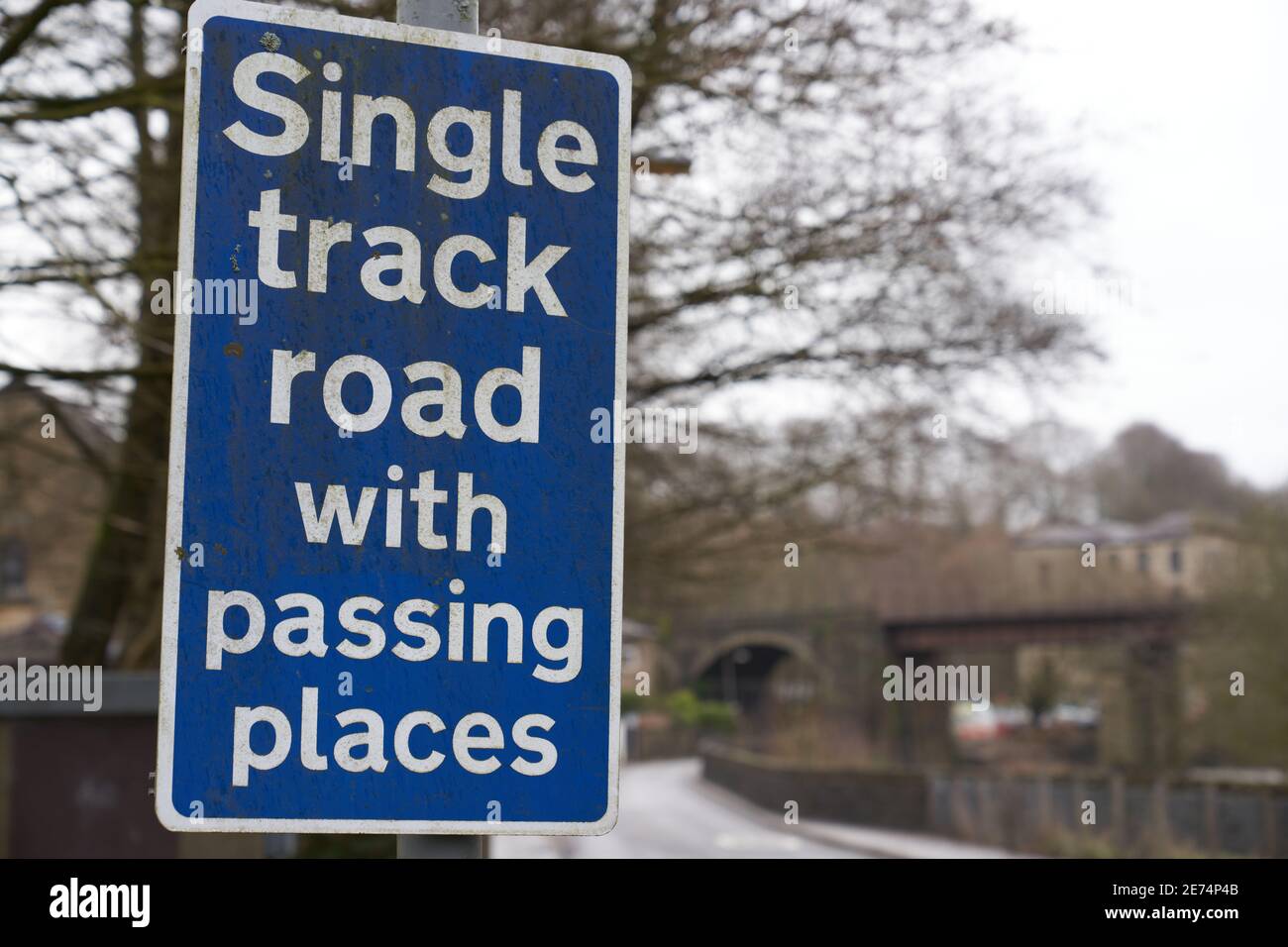 Single track road sign Stock Photo