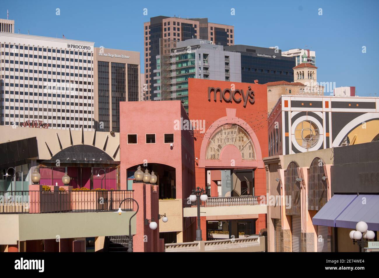 The Horton Plaza Park and Shopping Mall in Downtown San Diego