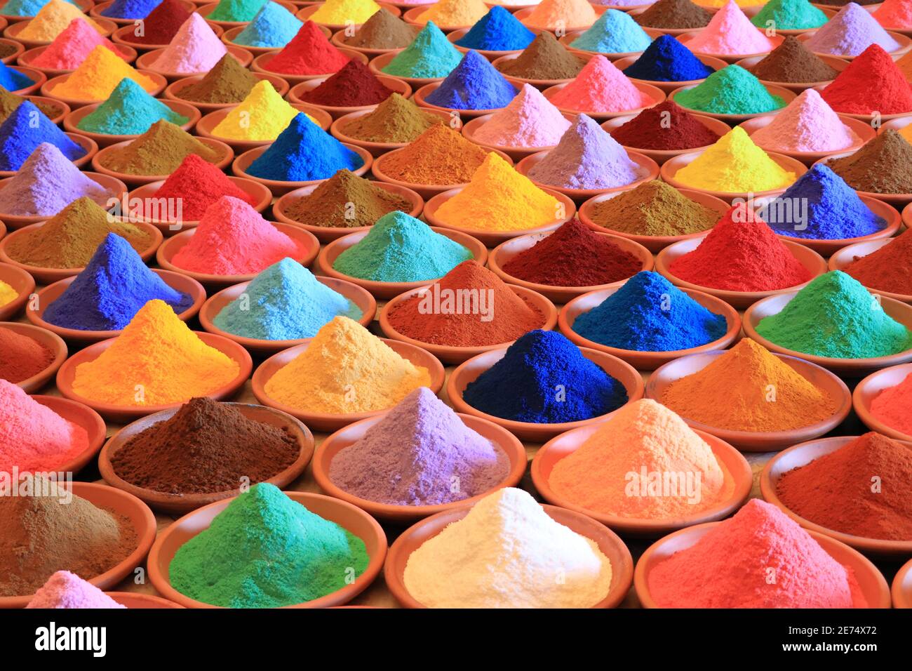 Various spices selection.  multicolored powder dyes Stock Photo