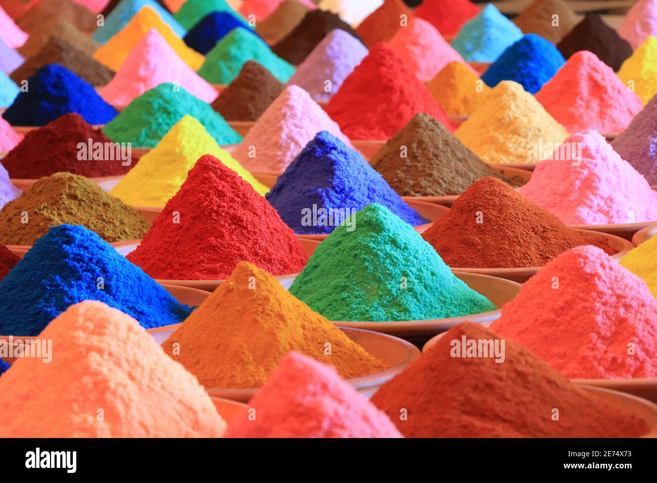 Various spices selection.  multicolored powder dyes Stock Photo