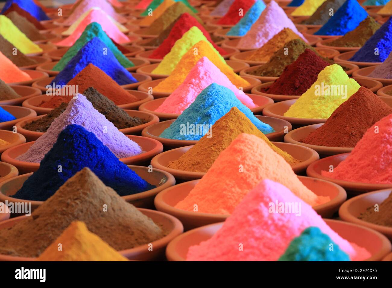 Various spices selection.  multicolored powder dyes Stock Photo