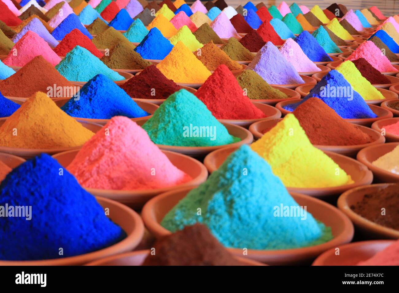 Various spices selection.  multicolored powder dyes Stock Photo