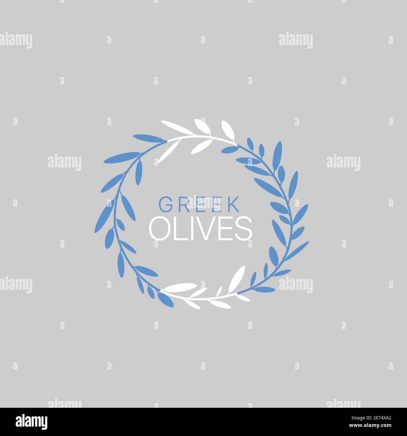 Greek Olives branch wreath Stock Vector