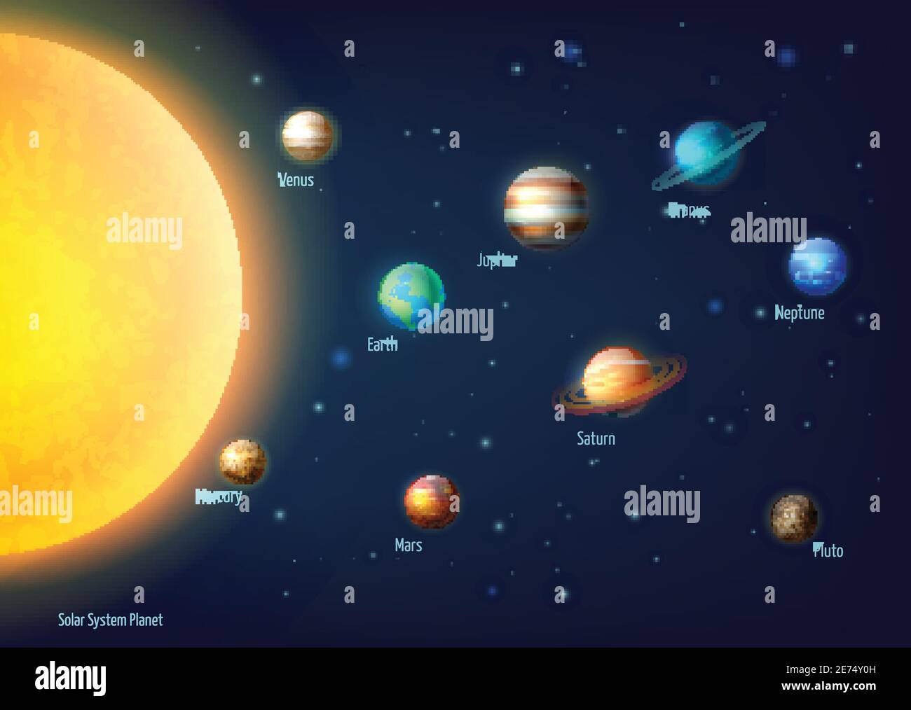 Solar system background with sun planets and outer space cartoon vector  illustration Stock Vector Image & Art - Alamy