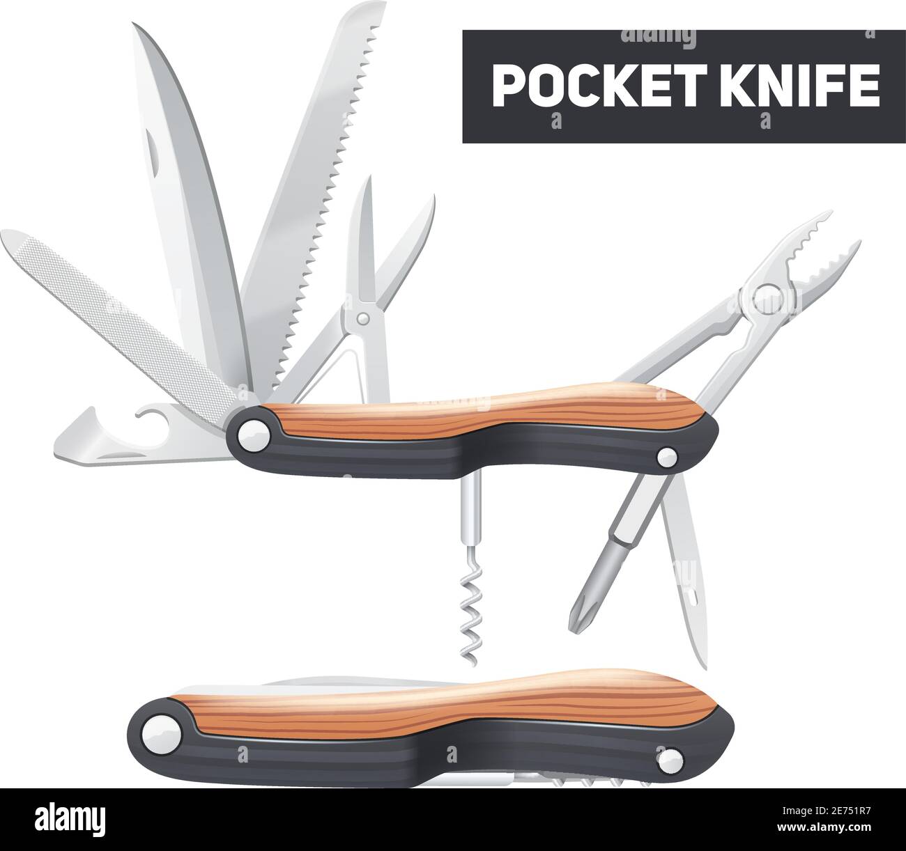 Pocket multifunctional knife with scissors screwdriver opener and