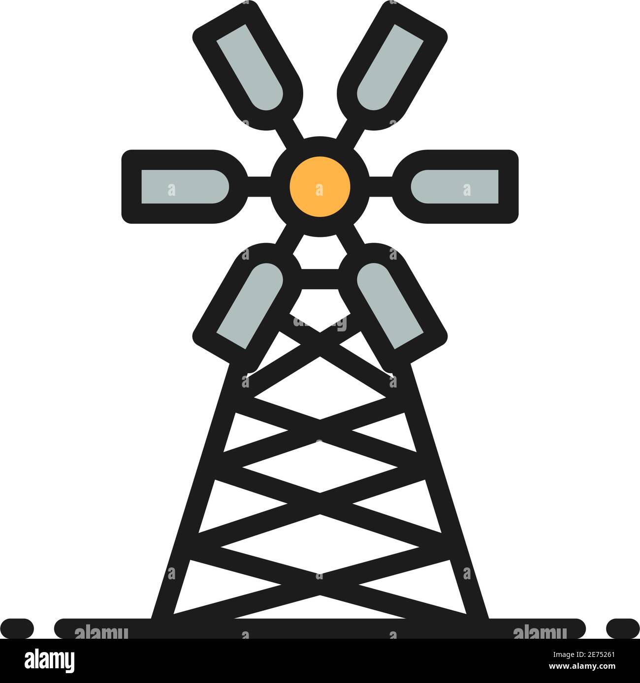 Mill, windmill, farming flat color line icon. Stock Vector