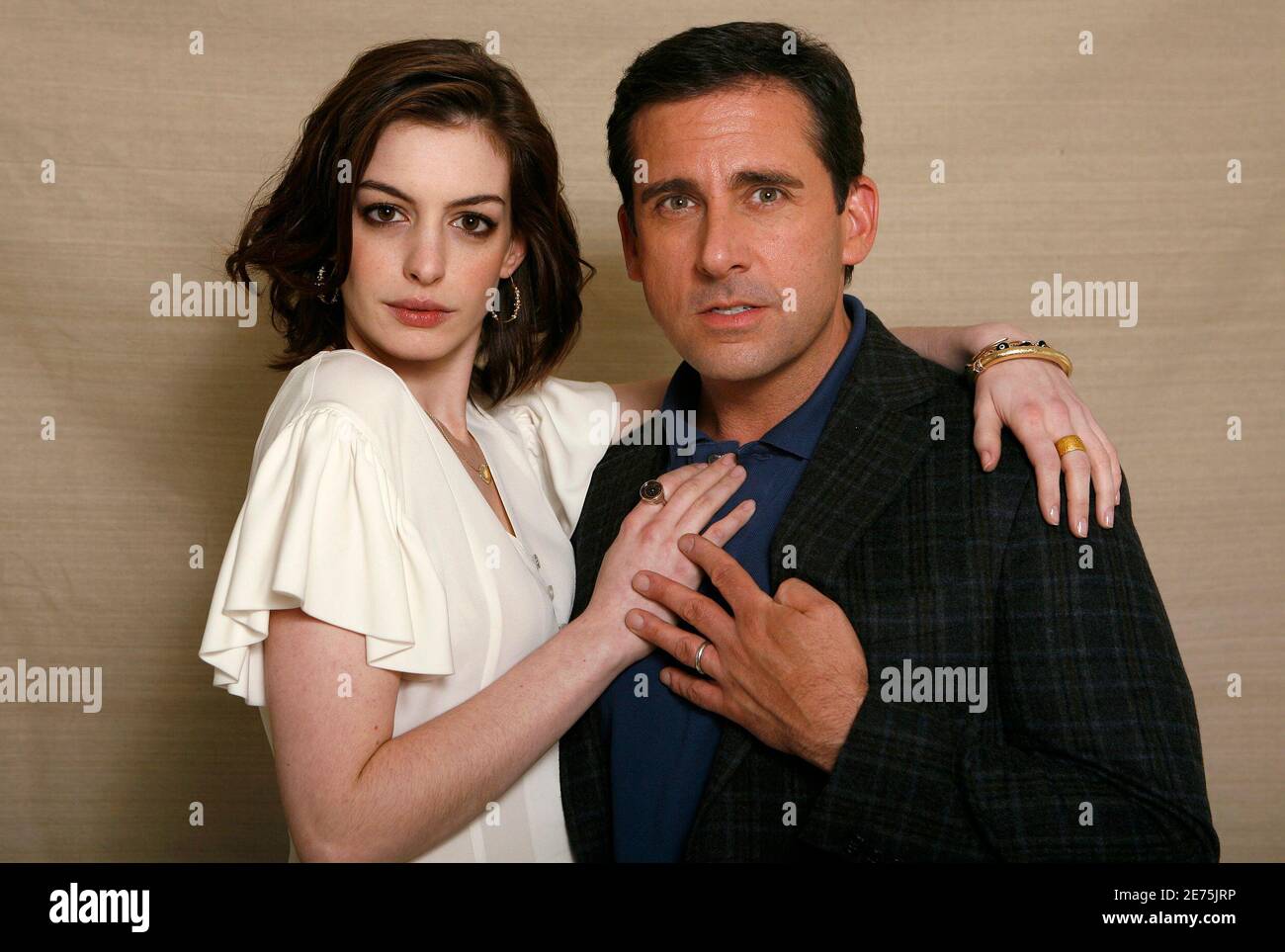 Cast Members Anne Hathaway And Steve Carell From The Movie Get Smart Pose For A Portrait In Los Angeles May 30 2008 The Movie Opens In The U S On June 20 Reuters Mario