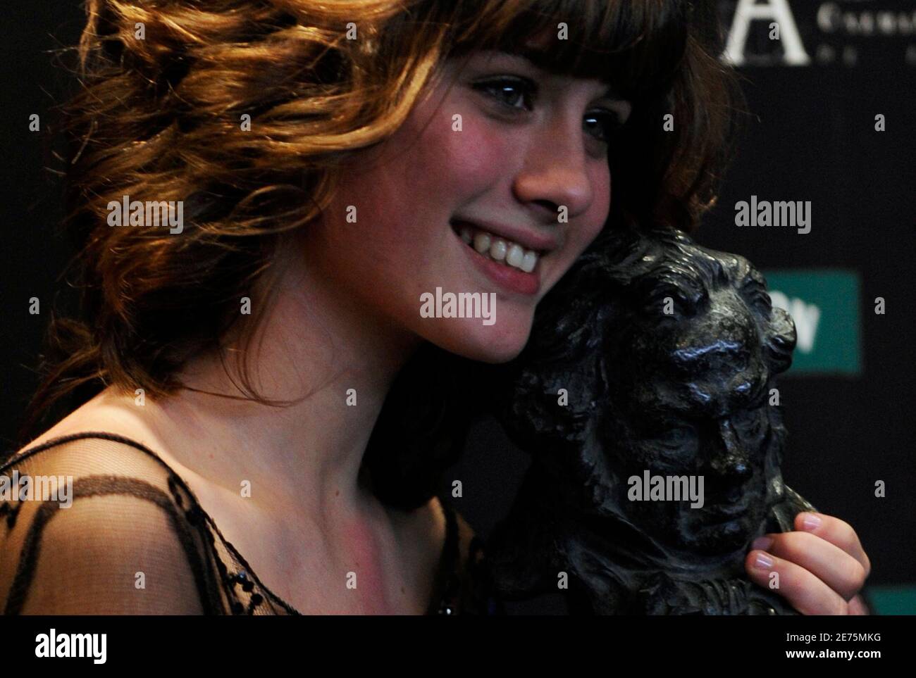 Spanish actress Nerea Camacho holds her Best New Actress "Goya" award