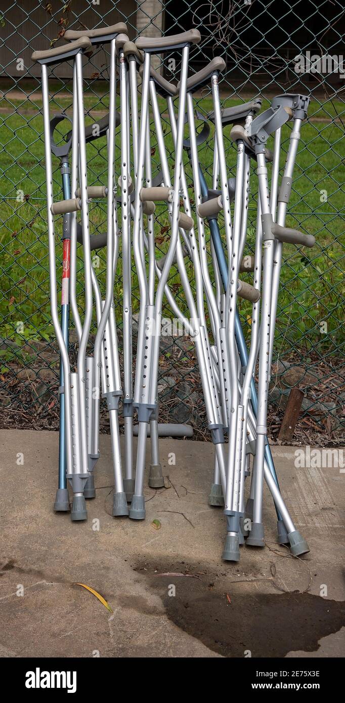 Mackay, Queensland, Australia January 2021 Metal crutches for sale