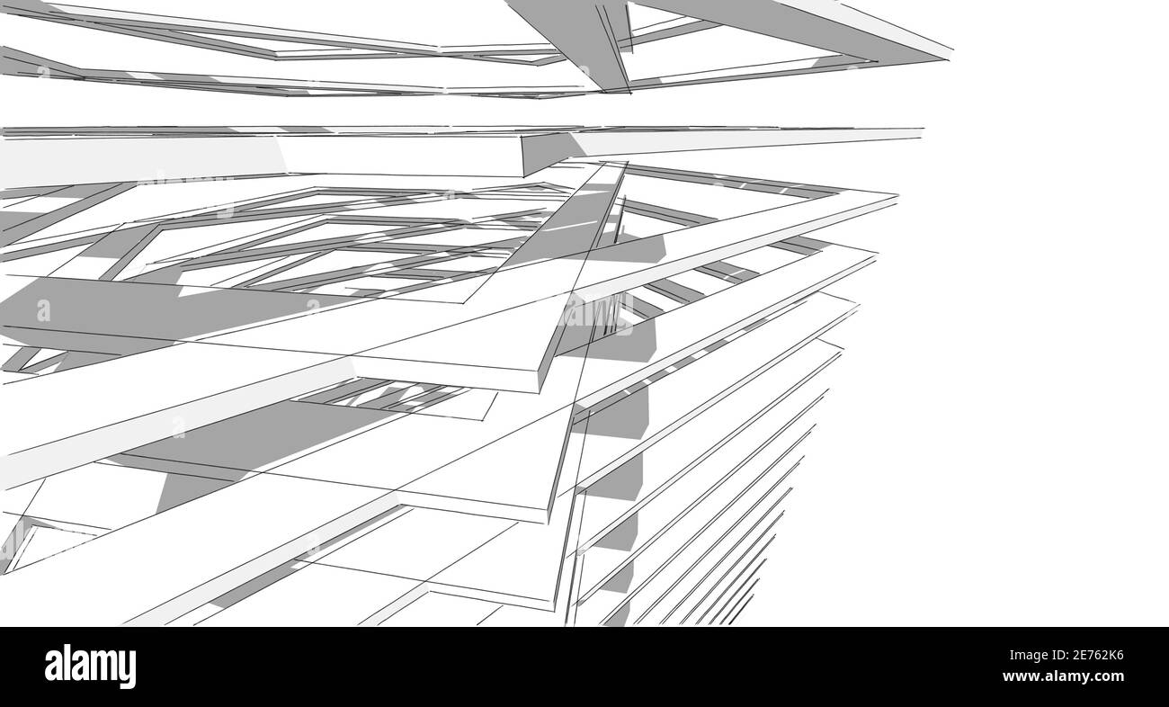 Abstract sketch, Architectural ,Construction ,Wireframe Stock Photo