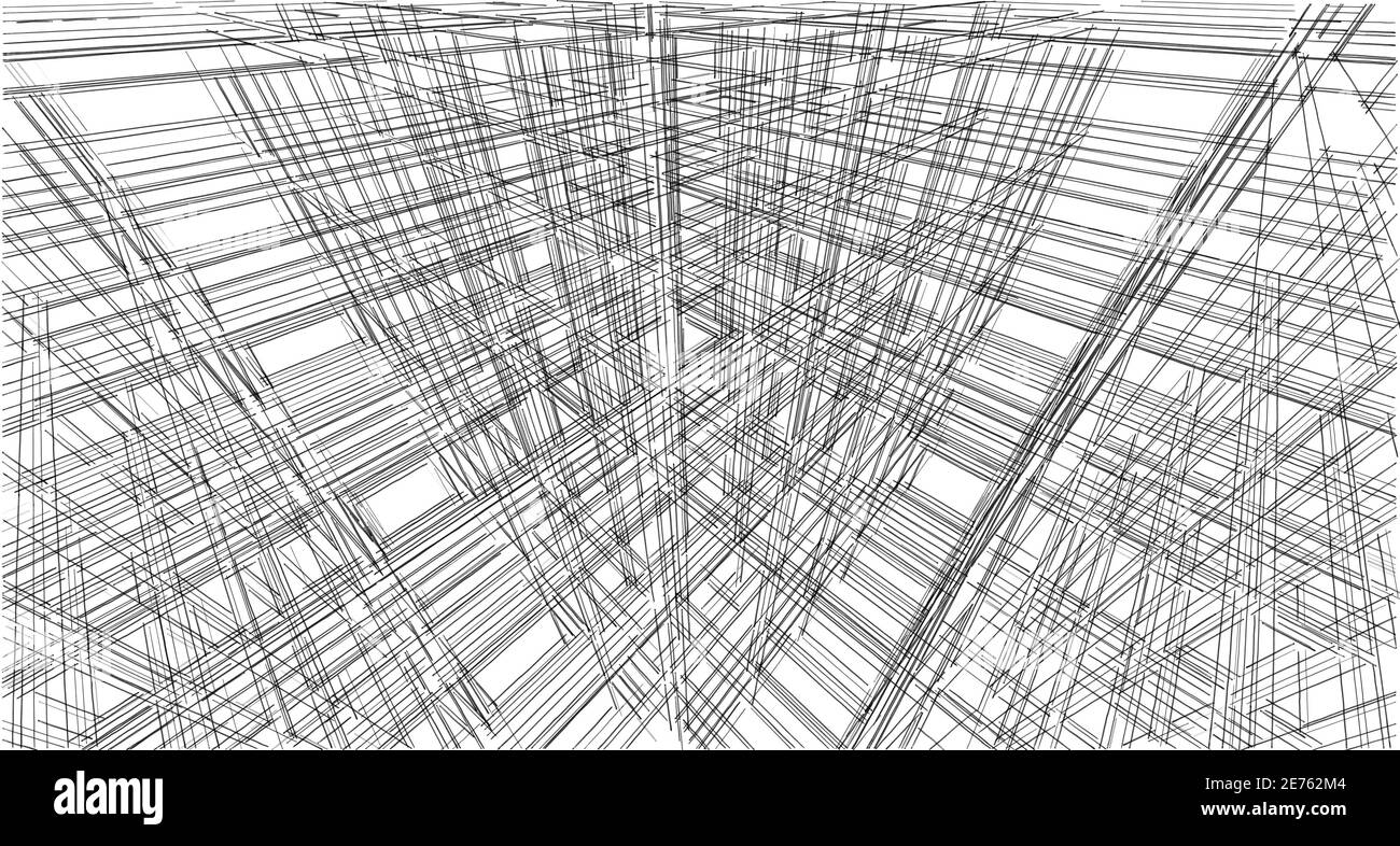 Abstract sketch, Architectural ,Construction ,Wireframe Stock Photo